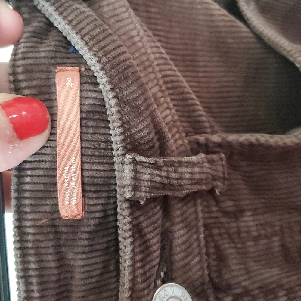 Anthropologie Pilcro Brown Cordoroy Flareleg Pants Size 24 Stretch Button Close - Picture 9 of 14